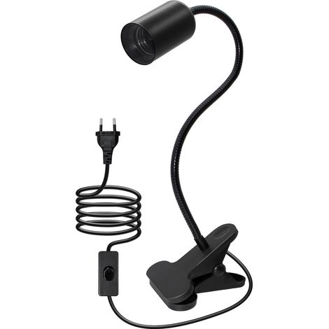 Lampe à Pince E27, 240CM Cable, 10MM Grossier 360°Flexible Col de Cygne, Douille E27, Lampes de Chevet, Lampes-Clips pour Bureau (1/5)
