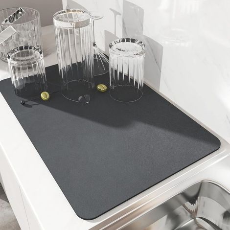 Super saugfähige Abtropfmatte für Küchenarbeitsplatten 30 x 40 cm (dunkelgrau) (1/5)