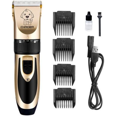 Tondeuse à Cheveux Professionnelle USB Rechargeable pour Animaux de Compagnie, Tondeuse à Cheveux silencieuse sans Fil avec 4 Peignes, pour Chiens, Chats, Animaux de Compagnie, Cou (1/5)