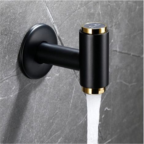 Mural Robinet D'Eau Froide Bec en Nid D'Abeille Interrupteur à Bouton Poussoir Adapté au Lavabo à la Piscine G1/2, 9 CM