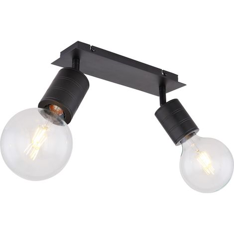 Plafonnier 2 ampoules en métal design industriel HERMINE