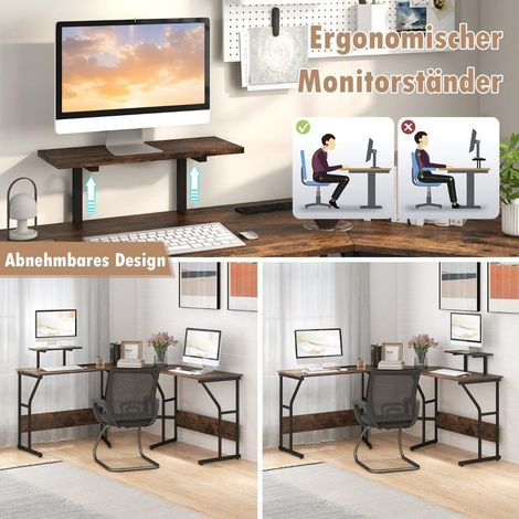Bureau d'angle informatique avec prises AC, USB et Type-C, support écran amovible, pour bureau ou gaming (1/5)