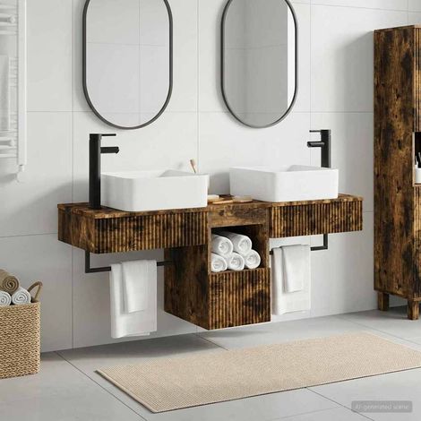 vidaXL Bathroom Furniture Set 3 pcs Smoked Oak Engineered Wood (1/5)