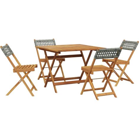 Maison Exclusive - 5-tlg. Garten-Essgruppe Grau Poly Rattan und M