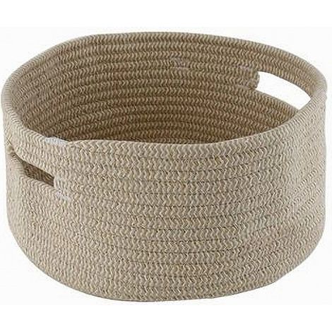 Trade Shop - CESTINO CESTO CON MANICI PORTA OGGETTI ALL INTRECCIATO ROTONDO 29X13CM 10637 - (1/3)