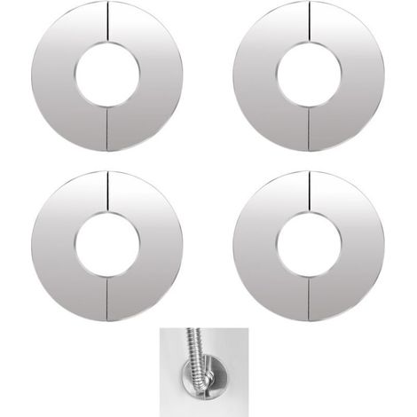4 Pcs Douche Cache Tuyau En Acier,Acier inoxydable Rosace Robinet Mitigeur Douche,pour Robinets,Tuyaux,DiamèTre Intérieur 42 mm,Argent (1/5)