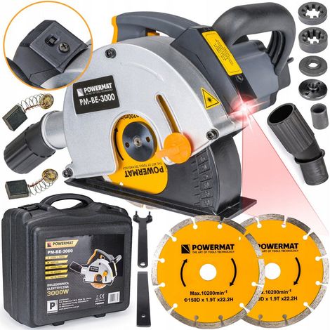 PowerPro Scanalatrice Murale Elettrica 3000 W Con Custodia - Taglio Preciso E Prestazioni Elevate