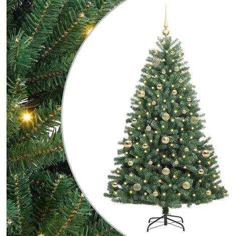Sapin de Noël  Arbre de Noël Artificiel à Branches Articulées Vert 150 cm (1/5)