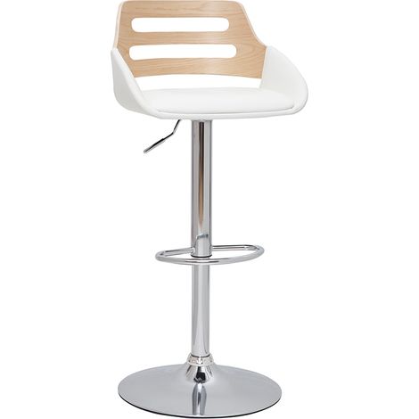 Design-Barhocker höhenverstellbar weiß und helles Holz PERNIK