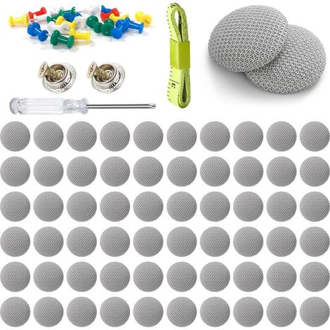 Kit Réparation Ciel de Toit - 65 Rivets et Punaises - Plastique Gris - Outils Inclus - Pour Véhicules Divers (1/5)