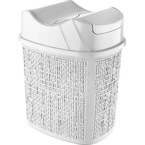 Cestino spazzatura in plastica bianca con doppio coperchio basculante 5 lt (1/3)