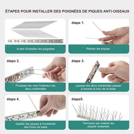 Pic Anti Pigeon,Anti Pigeon en Acier Inoxydable 1,3m,Pique Anti Pigeon pour balcons,Jardins sur toits ou barrières d'intimité-5Pcs (1/4)