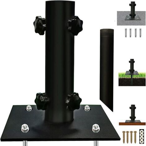Base de parasol de terrasse . support de parasol multifonction pour extérieur avec fixation au sol . support de parasol de table en métal robuste pour terrasse . béton . pelouse . montage mat (1/5)