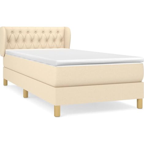 Maison Exclusive - Giroletto a Molle con Materasso Crema 90x200 cm inTessuto (1/5)