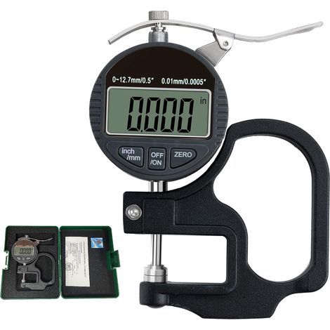 Digital thickness gauge 0.5"/12.7 mm, 0.0005"/0.01 mm, compatible with paper, film, leather and wire thickness gauges (0.5"/0.0005") (1/4)