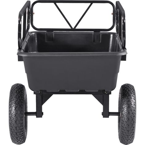 Mophorn Remorque à benne basculante, 283 L, idéale pour tracteurs tondeuses et jardins, fabriquée en polyéthylène robuste, capacité de charge de 226,8 kg, équipée de pneus de 40,64 cm.