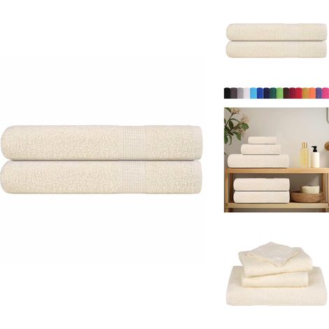 Serviettes de sauna 2 pcs crème 80x200 cm 360 g/m² 100% coton - Serviette De Sauna - Serviettes De Sauna - Serviette - Serviette Avec Boucle De Suspension (1/5)