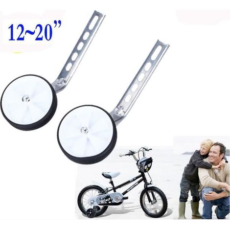 Roues Stabilisatrices d'Entraînement de Vélo 12-20'" Stabilisateur de Vélo Universel Réglable pour Enfant - Blanc (1/4)