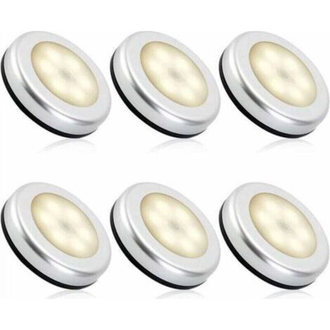 Veilleuse detecteur de mouvement intérieur,lampe led detecteur de mouvement pile pour escaliers, Eclairage LED Placard Armoire Couloir chambre enfant Auto ON / OFF Adhésif (6pcs,blanche chaude)