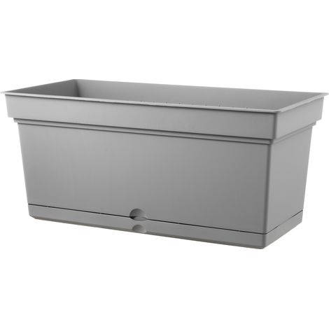 Vaso 98x47x47 cm in Polipropilene con Riserva d'Acqua e Sottovaso Tulli Aqua Elements 98 Grigio (1/5)