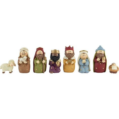 Nacimiento belén en poliresina, 8 figuras