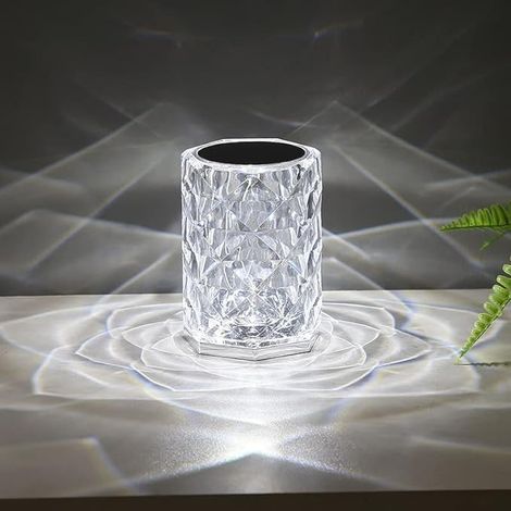 Lampe LED en cristal, lampe de table en cristal diamant 3 couleurs changement de couleur contrôle tactile lampe de chevet avec ligne USB lampe de chevet, 913cm (1/4)