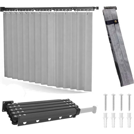 Tringle à Rideau De Douche Pliable,Barre De Douche en L Rétractable,Pliable Tringle à Rideau Barre,1,8× 2 m Rideau de Douche Pliable Anti Moisissure Imperméable,Forme U/L/Droite, pour Salles de Bain (1/5)
