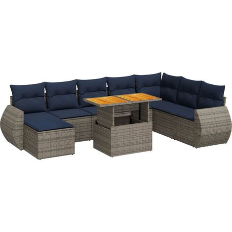 Maison Exclusive - 9-tlg. Garten-Sofagarnitur mit Kissen Grau Pol (1/5)