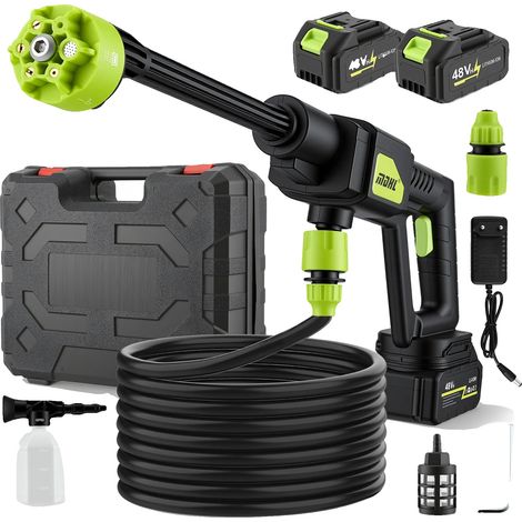 Nettoyeur haute pression portable, pression maximale de 24 bars, capacité de batterie de 4Ah, longueur de tuyau de 5m, 6 modes de pulvérisation, design léger (1/5)