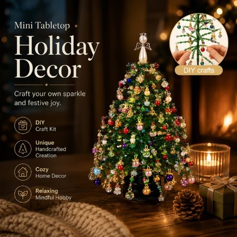 Kit de sapin de Noël à perles à faire soi‑même, sapin de table miniature décoratif pour décoration de fête