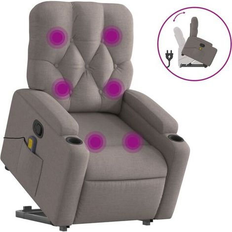 Chaise longue massage ergonomique en tissu beige – Siège relaxant avec fonction chauffage et vibration, réglable en inclinaison, idéal pour salon ou chambre (1/5)