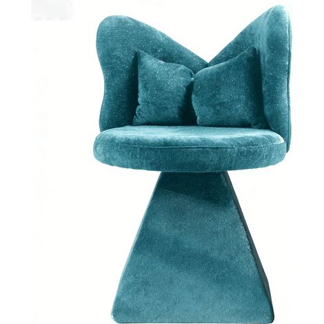Silla giratoria de acento con respaldo de mariposa de terciopelo chenilla azul (1/5)