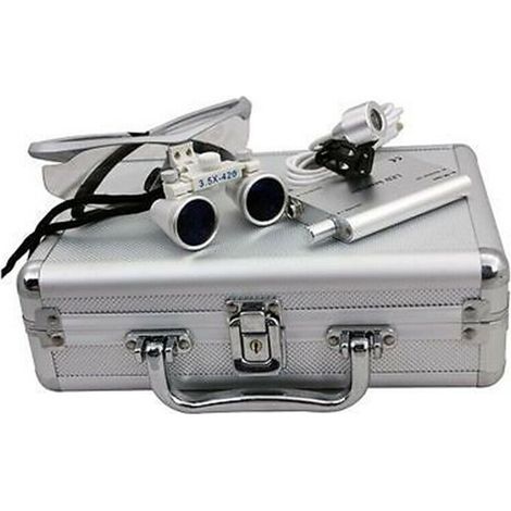 3.5x420mm Dental Surgical Binocular Loupes Binokularlupen Kopflupe Lupenbrille LED Headlampe mit Box