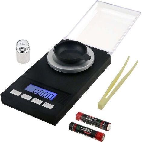 Balance de poche de précision, balance de bijoutier, balance de cuisine numérique 50 x 0,001 g avec écran LCD-AquaForge (1/5)