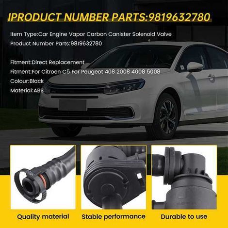 1 colour: Black Material: ABS Automotive activated carbon canister solenoid valve 9819632780 Suitable for snow. (1/5)