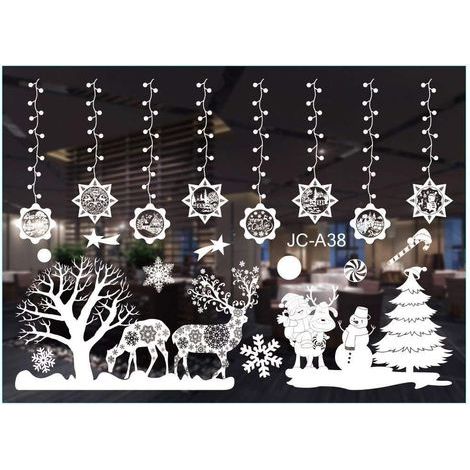 Santa Claus Autocollants,Noël Autocollants Fenetre Noël Stickers,Noël Stickers Décoration DIY Fenêtres Stickers,Décoration DIY Fenêtres Stickers,Autocollant Noël FenêTre (blanche,A38) (1/4)