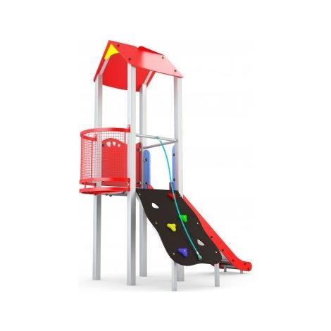 Torretta Con Scivolo Gioco Per Parchi Completo Di Arrampicata Con Corda, Pannello Balcone In Metallo (1/2)