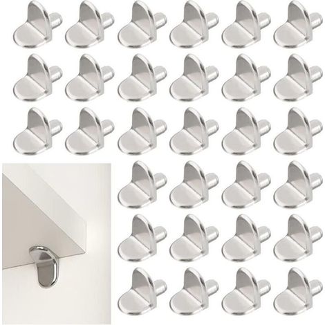 30 Pièces Chevilles de Support d'Étagère, 5mm Taquet Étagère Support en Forme de L en Bois et Verre de Armoire Rangement Meuble Placard Bibliothèque (1/4)