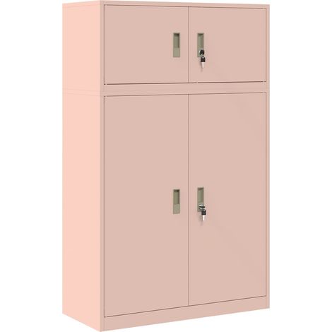 Storage Cabinet 2 pcs Pink 90 x 40 x 145 cm Steel Lockable vidaXL (1/5)