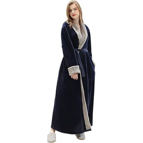 Longue Peignoir Femme Robe de Chambre Chaud Hiver Flanelle Peignoir de Bain - M - 40-60KG (1/3)