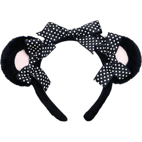 Serre-tête en peluche en forme d'oreilles d'ours, accessoire mignon pour les diffusions en direct, le cosplay et les fêtes, noir, pour adolescentes et femmes. (1/4)