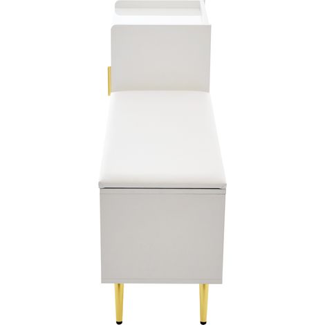 Schuhschrank mit Bank 120 x 35 x 71,5 cm aus weißer Spanplatte, platzsparend für den Flur (1/5)