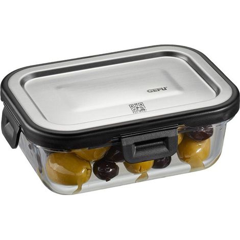 Contenitore per Alimenti MILO Rettangolare 400 ml Trasparente Nero Grigio GEFU