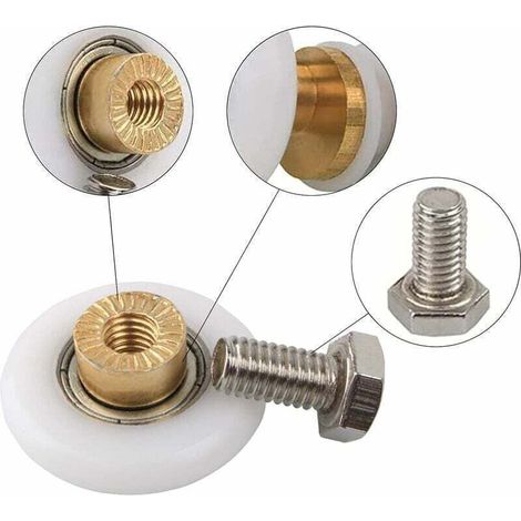 LaBlanc - Rulli per porta doccia, Ruota per porta doccia, Rulli per porta scorrevole, Ruota di ricambio per porta, 4 pezzi (20 mm) (1/4)