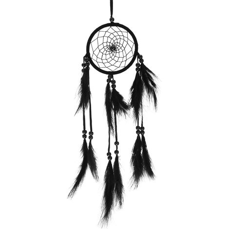 1 pièce Grand Attrape-Rêves Artisanal Noir, Décoration Murale pour Salon, Cadeau Fait Main pour la Maison (1/5)
