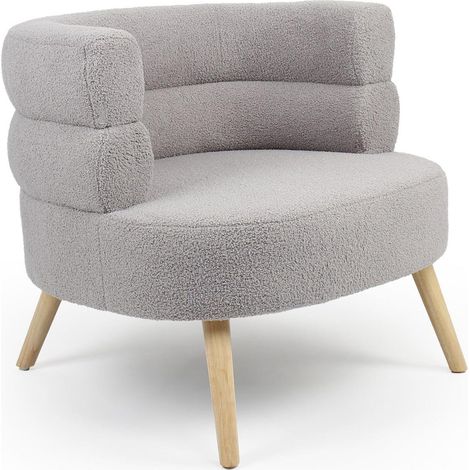 Fauteuil Design Bouclette "Rondo" 80cm Gris (1/5)