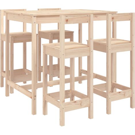 5 Piece Garden Bar Set Solid Wood Pine vidaXL