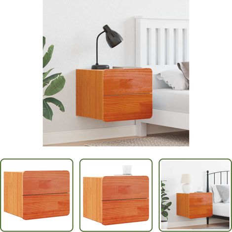 Bois de pin massif - Table de chevet Brun cire 39 x 34 x 33 cm Bois de pin massif (1/5)