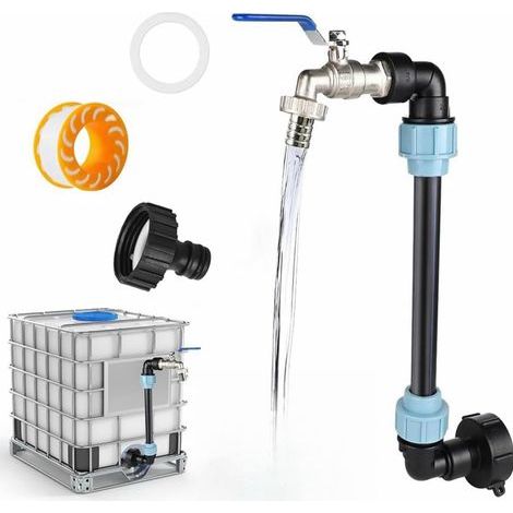 Robinet Cuve 1000L,Raccord Cuve 1000 litres,Robinet IBC Col de Cygne de Cuve,Adaptateur de Réservoir IBC S60x6,Filetage Grossier 3/4'' Raccord,pour réservoir d'eau (1/5)