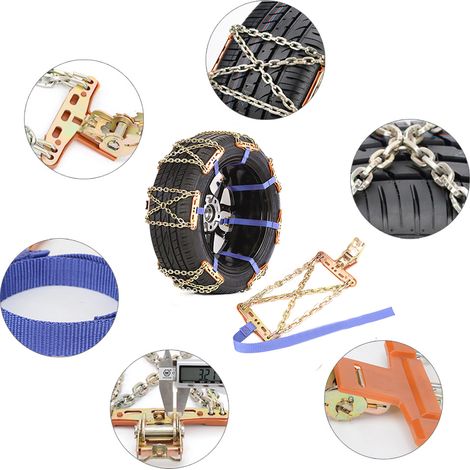 Jeu de 2 chaînes à neige renforcées antidérapantes pour pneus de camping-car, camion et SUV - Chaînes de secours robustes pour conduite hivernale (1/5)